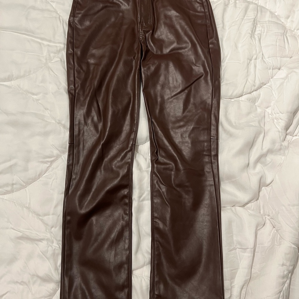 Women’s Brown Faux Leather Pants